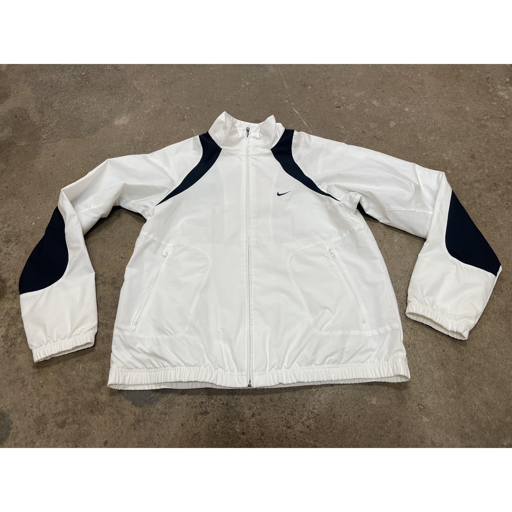 Nike Jacket Mens Medium White Navy Athletic Dept Training Windbreaker Full Zip